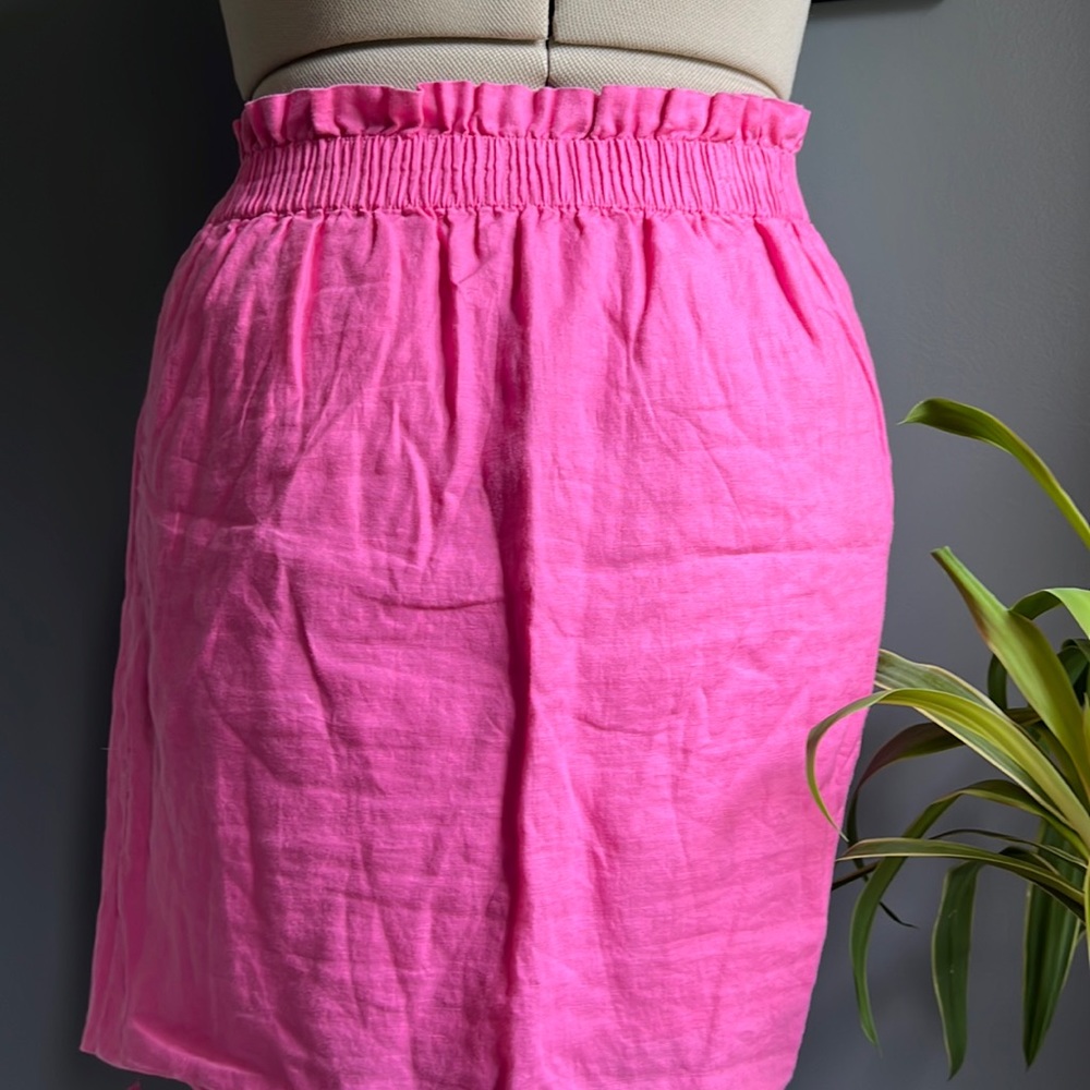J. Crew: Paper bag waist, Pink linen skirt, lined w/ pockets!!!